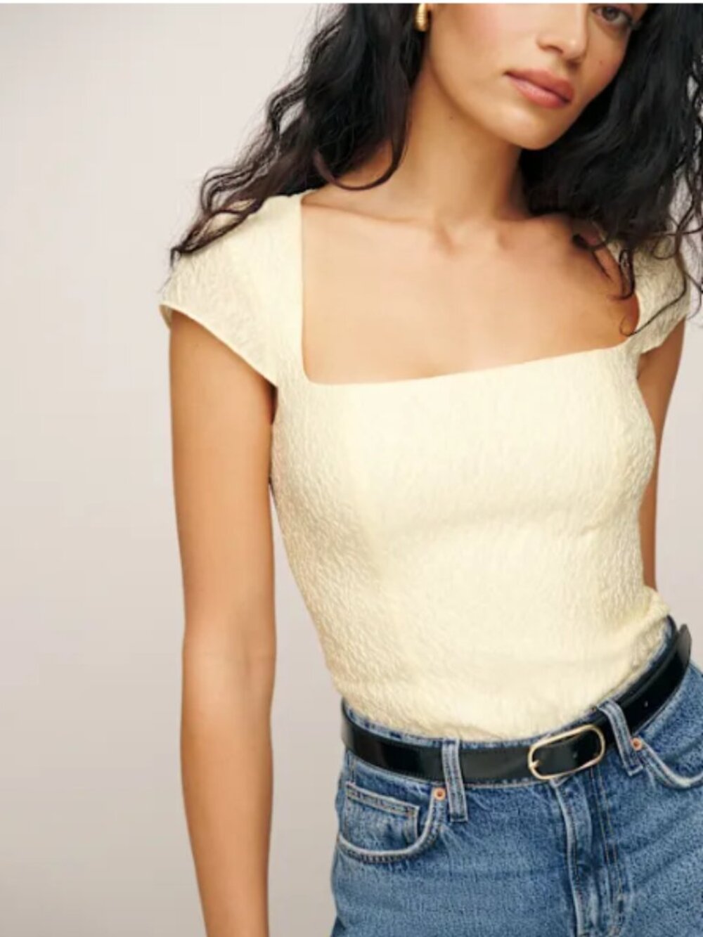 Reformation Cora Top Ivory Brocade - Size 8